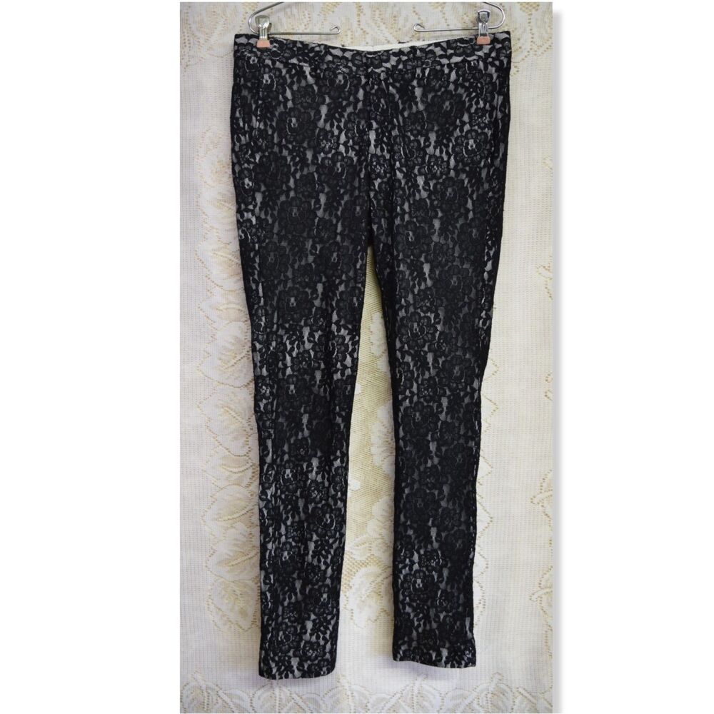 ASOS Mens Super Skinny Size 32/32 Formal Dress Pants Black Lace Overlay Alt Goth